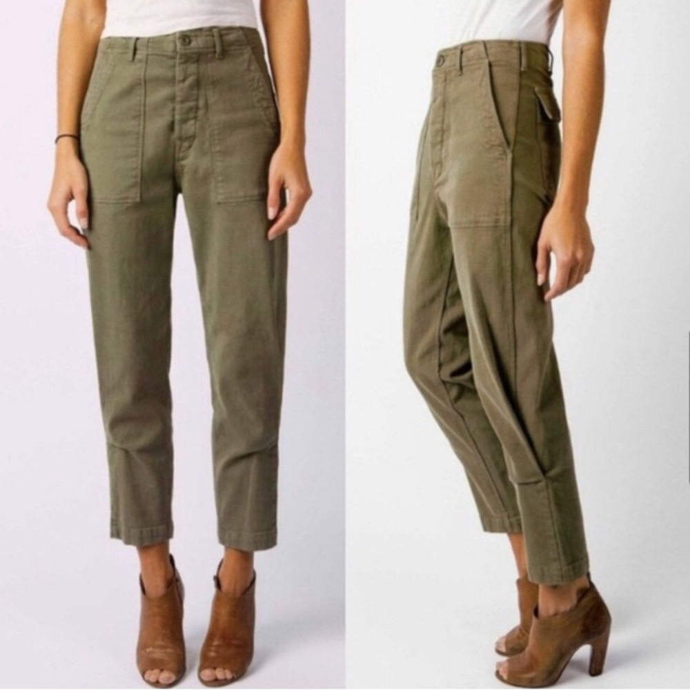 Imogene + Willie Women Palmore Pants Utility Military Green Crop